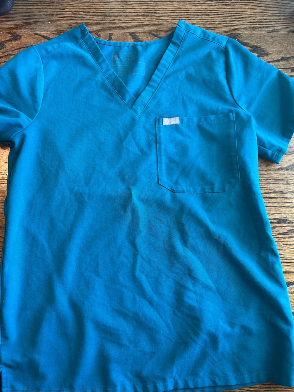 Figs Teal V-Neck Scrub Top